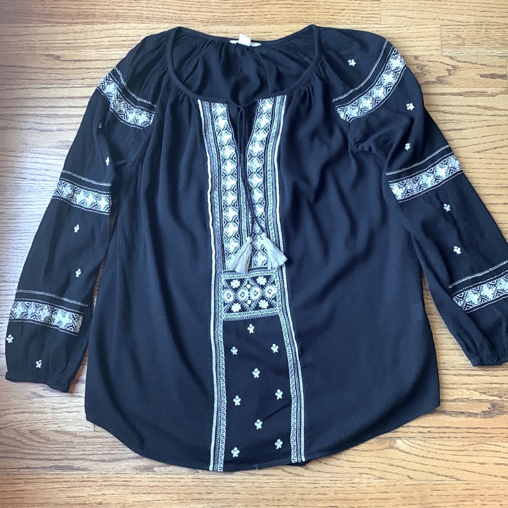 COOL EMBROIDERED BLACK BOHO TUNIC from NORDSTROM-Medium